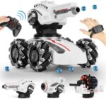RC Tank Car, 2.4Ghz 4WD Remote Control Tank with 3 Shooting Head and 1200mAH Battery Rechargeable 360°RotatingKids 4WD Battle Stunt Car, Blow Bubble, Shoot Foam Darts,Remote Control Car, 360°Rotating
