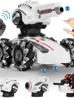 RC Tank Car, 2.4Ghz 4WD Remote Control Tank with 3 Shooting Head and 1200mAH Battery Rechargeable 360°RotatingKids 4WD Battle Stunt Car, Blow Bubble, Shoot Foam Darts,Remote Control Car, 360°Rotating